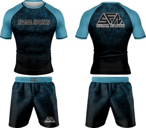 Ensemble d'entraînement de compression sans kimono pour hommes avec rashguard et short de MMA pour l'entraînement physique et le grappling - Product Image 6