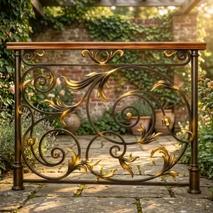 Rampe murale de luxe en fer et aluminium avec motifs floraux artistiques et finition dorée élégante, durable - Product Image 5
