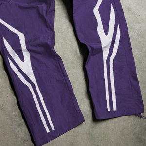 Wholesale Custom Streetwear Cargo <b>Pants</b> Casual Loose Fit Purple <b>Nylon</b> Windbreaker <b>Track</b> <b>Pants</b> with Graphic Print Joggers - Product Image 3