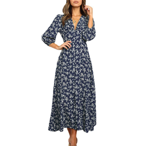 Robe longue maxi florale à épaules dénudées, à volants, fendue sur le côté, ton chaud, pour la plage, décontractée d'été, direct usine - Product Image 5