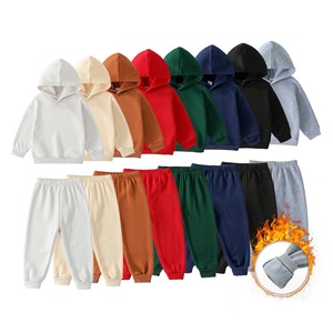 Conjunto de Sudadera con Capucha Blanca para Niños Unisex, Informal, de Manga Larga, Color Sólido y Chándal de Alta Calidad 100% Algodón - Product Image 2