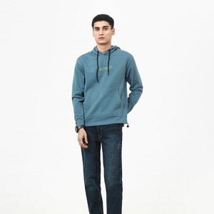 Sudadera con Capucha para Hombre, Gris, 100% Algodón, Corte Regular, Informal, Antiarrugas, Ecológica, para Invierno, con Bolsillo Delantero - Product Image 3