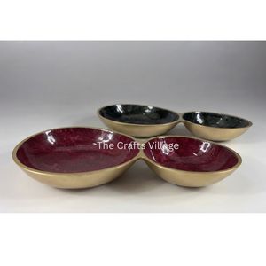 Juego de Tazones Metálicos para Frutos Secos con Diseño de Doble Compartimento, Acabado Esmaltado, Plato para Aperitivos y Frutos Secos para Mesa de Comedor, Eventos y Restaurantes - Product Image 4