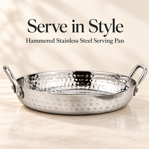 Hammered Stainless <b>Steel</b> <b>Bowl</b> Serving Dish with Dual Handles Modern Metal <b>Bowls</b> for Home Kitchen - Product Image 3