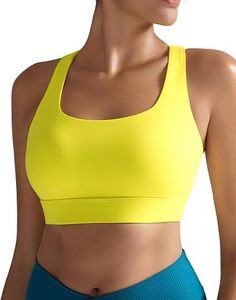 Soutien-gorge de sport jaune sans coutures à maintien élevé pour le yoga, la gym et l'entraînement – Haut de sport pour femme - Product Image 1