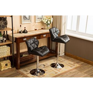 Set di 2 sedie da pranzo Glasgow Contemporary Tufted, sgabelli da bar idraulici neri con altezza regolabile - Product Image 3