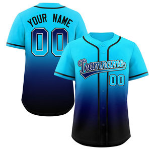 Camisetas de Béisbol Sublimadas Personalizadas al por Mayor, con Botones, Negras y Azules, Nombre del Equipo, Nombre y Número Personalizados, 2026, 100% Poliéster, Envío Rápido - Product Image 4