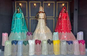 Magnifique collection Net Choli avec des détails de miroir de broderie Dori et des pierres Jarkan dans les derniers styles - Product Image 4