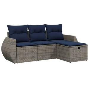 Ensemble de canapés de patio en polyrotin gris 4 pièces avec coussins, ensembles de jardin - Product Image 2