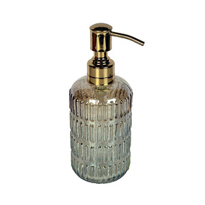 <b>Refillable</b> Glass <b>Hand</b> <b>Soap</b> Dispenser with Gold Pump for Bathroom & Vanity Counter - Product Image 3