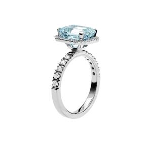 Luxury <b>Emerald</b> Cut Blue Topaz Engagement <b>Ring</b> 925 Sterling <b>Silver</b> 14K Gold Plated Wedding Party Elegant Fine Jewelry - Product Image 2