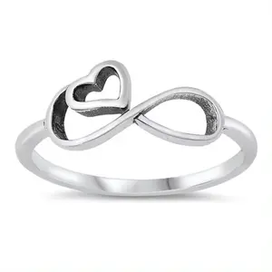 Оптовая продажа модных ювелирных изделий на заказ 925 стерлингового серебра в форме сердца простое серебряное кольцо для продажи по оптовой заводской цене