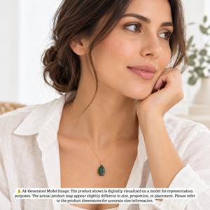 Collier pendentif ajustable en argent sterling 925 plaqué or 18 carats avec pierre précieuse en forme de poire émeraude - Product Image 4