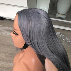 Wholesale 100% High Quality Vietnamese Virgin Hair Extensions Bone Straight Raw Hair <b>Wig</b> Frontal in <b>Grey</b> Color - Product Image 1