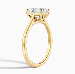 Bague de fiançailles, de mariage ou de promesse en moissanite taille radiant, argent sterling 925 plaqué or, élégante, luxueuse, cadeau pour femme - Product Image 3