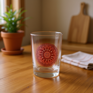 ชุดแก้วน้ำลายแมนดาลาสีแดง 6 ใบ ขนาด 8x8x9.5 ซม. ยี่ห้อเอ็กเซลซ่า - Product Image 3