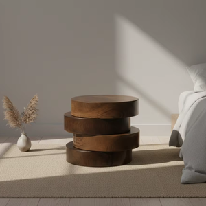 Tabouret en teck fait main Rae, style minimaliste contemporain avec finition naturelle écologique pour la décoration intérieure, les hôtels et les meubles de café - Product Image 4