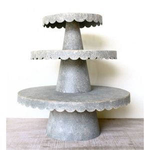 Wholesale Rustic Galvanized Metal 3 Tier <b>Cake</b> <b>Stand</b> Scalloped Edge Dessert Display Tower Tiered Cupcake <b>Stand</b> for Wedding Party - Product Image 1