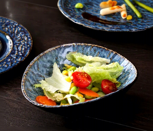 Elegante Juego de Vajilla de Cerámica con Esmalte Azul Reactivo, Platos y Tazones de Porcelana con Patrón Texturizado en Relieve para Hogar y Restaurante - Product Image 6