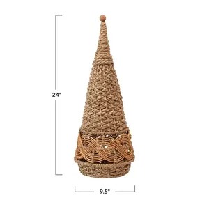 Best Selling Handmade Seagrass <b>Christmas</b> Decoration, 24 Inch Tall Woven <b>Cone</b> <b>Tree</b> Container with Rattan for Display - Product Image 2