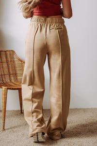 Pantalon décontracté personnalisé pour femme, pantalon large à taille haute avec cordon de serrage, coupe droite, longueur au sol - Product Image 4