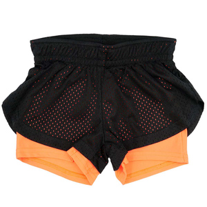 Shorts Deportivos de Cintura Alta para Mujer, Transpirables, de Malla, con Forro Naranja, Tejidos con Spandex y Poliéster - Product Image 1