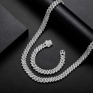 Cadena Cubana de Plata de Ley 925 Chapada en Oro de Lujo para Hombre con Diamante Cultivado en Laboratorio, Joyería Hip Hop - Product Image 1