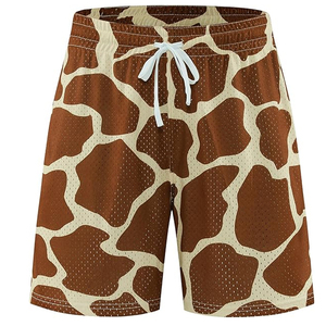 Pantalones Cortos Deportivos de Cintura Media con Cordón Ajustable, 100% Poliéster, Resistentes al Viento, con Estampado Gráfico Digital, Estilo Urbano, para Gimnasio y Uso Casual, Oferta de Verano - Product Image 3