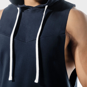 Custom Logo Breathable Athletic Hooded Tank Top Men <b>Workout</b> Fitness Tank Top Gym Men <b>Hoodie</b> - Product Image 6
