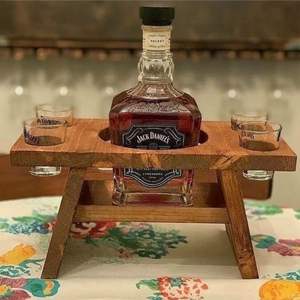 Elegante Soporte de Madera para Botellas de Vino, Exhibidor de Botellas para Mesa de Comedor, Organizador de Madera Sólida Natural para Encimera de Cocina - Product Image 4