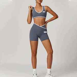 Ensemble de sport 2 pièces pour femme 2026 : Legging de yoga imprimé léopard personnalisé et soutien-gorge de sport à manches longues avec maintien élevé - Product Image 1