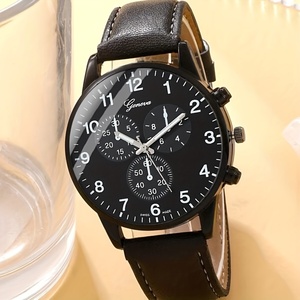 NW1446 Punk Leather Bracelets Men's Rhinestone Calendar Fashion Casual Quartz <b>Watch</b> - Product Image 2