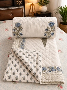 Hand Block Print Cotton Razai <b>Quilt</b> Reversible Jaipuri <b>Indian</b> Bedding - Product Image 3