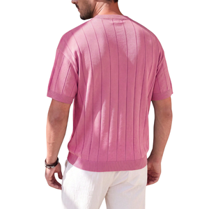 <b>Men's</b> O-Neck Short Sleeve Casual Shirt Spandex/Polyester Knit Breathable Quick Dry <b>Stretchy</b> Lightweight Regular Fit Summer Wear - Product Image 2