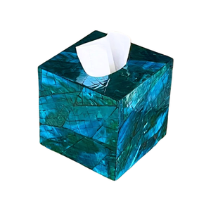 Ocean Blue Tissue <b>Box</b> Cover Shell Inlay Decorative MOP Tissue Holder European Style Eco-friendly Bathroom <b>Vanity</b> Living Room - Product Image 1