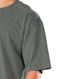 เสื้อยืดโอเวอร์ไซส์สีเขียวเซจสำหรับผู้ชาย ผ้าฝ้ายฟอก คอกลม ทรงหลวม สไตล์ลำลอง สตรีทแวร์ แฟชั่นไลฟ์สไตล์ เสื้อผ้าลำลอง - Product Image 3