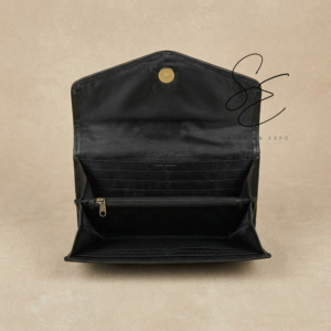 Cartera de cuero genuino con pelo de vaca estilo bohemio para mujer, diseño a cuadros vaquero con herramientas, tipo clutch con correa de muñeca y piedra turquesa - Product Image 5