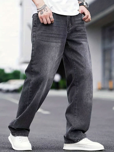 GREEN SWIFT INDUSTRIES Jeans pour hommes sur mesure, coupe droite ample, taille mi-haute, longueur intégrale, grande taille - Denim épais imperméable - Product Image 3