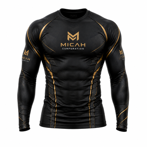 Micah Corporation Men's Long Sleeve Rash Guard Black Quick Dry <b>Compression</b> <b>Shirt</b> Full Sleeve Sport Top - Product Image 3