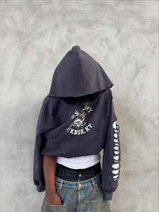 Sweat à capuche double personnalisé pour homme, en molleton 100 % coton épais, style streetwear, effet vieilli, respirant, écologique, avec poches - Product Image 3