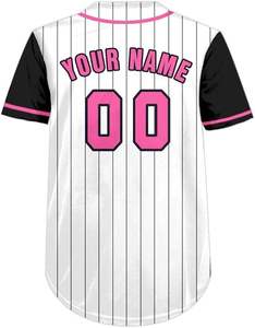 Maillot de baseball personnalisé pour homme, blanc, noir, orange, rayé, manches courtes, respirant, polyester, boutons sur le devant, nom de l'équipe, impression 00 - Product Image 6
