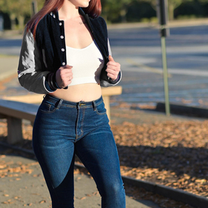 Womens Varsity Crop Jacket Royal Blue <b>Maroon</b> Letterman Style Bomber <b>Coat</b> Faux Leather Sleeves Casual Outerwear Ladies Fashion - Product Image 3
