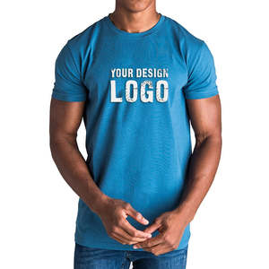 T-shirt décontracté pour homme en coton 100% avec logo personnalisé bleu, manches courtes, respirant, écologique, séchage rapide, streetwear d'été - Product Image 1