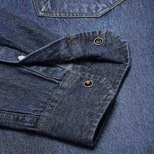 Chemises en jean pour hommes, fournisseur de vêtements en jean pour tous les jours, fabricant de chemises en jean pour hommes sur mesure avec surpiqûres contrastées - Product Image 5