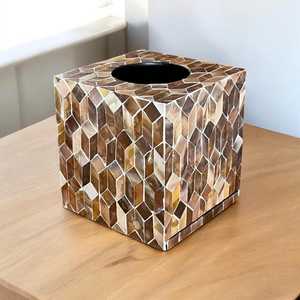OpalShell Mother of Pearl Tissue Box Premium Custom Pattern Inlay Holder for Contemporary Home & Hotel Styling - Product Image 1