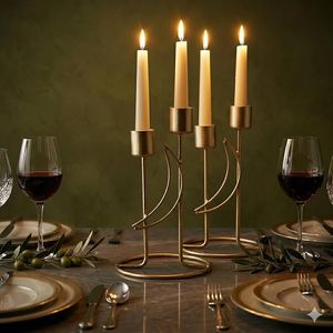 Candelabro Geométrico de Hierro Hecho a Mano Unicorn Handicrafts, Portavelas Integrado, Centro de Mesa Contemporáneo y Duradero para Comedor - Product Image 1