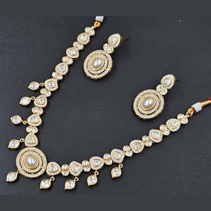 Impresionante conjunto de collar de piedra Polki Kundan chapado en oro elegante colección de joyería fina joyería nupcial y de fiesta para mujer - Product Image 1