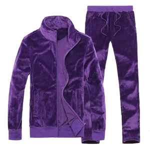 Ensemble de survêtement en velours personnalisé pour homme, manches longues, poids lourd, vêtements de sport décontractés, unisexe - Product Image 1