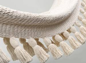 Boho Natural Cotton Hammock with Tassels (Wooden <b>Bar</b>) / Handmade by Artisans, Perfect <b>for</b> Interior and - Product Image 4