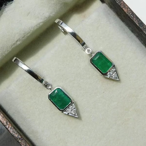 Pendientes Colgantes de Esmeralda Natural, Plata de Ley 925, Chapados en Oro de 14K, Engaste de Puntas, Certificados por IGI, Joyería para Regalo de Fiesta - Product Image 1